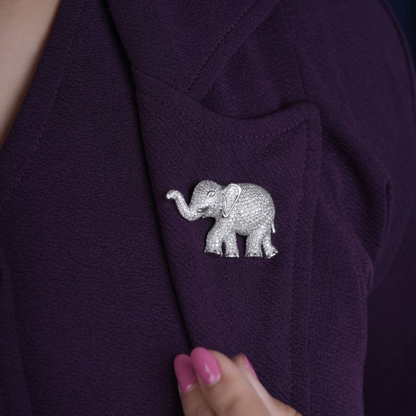 925 silver elephant moissanite diamond brooch