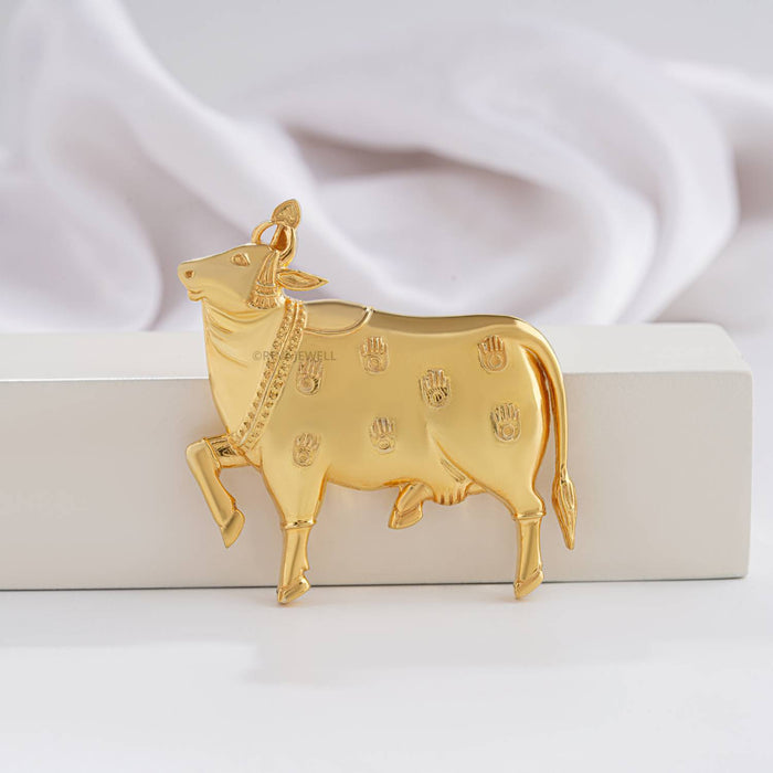 925 silver pichwai cow gold plated brooch
