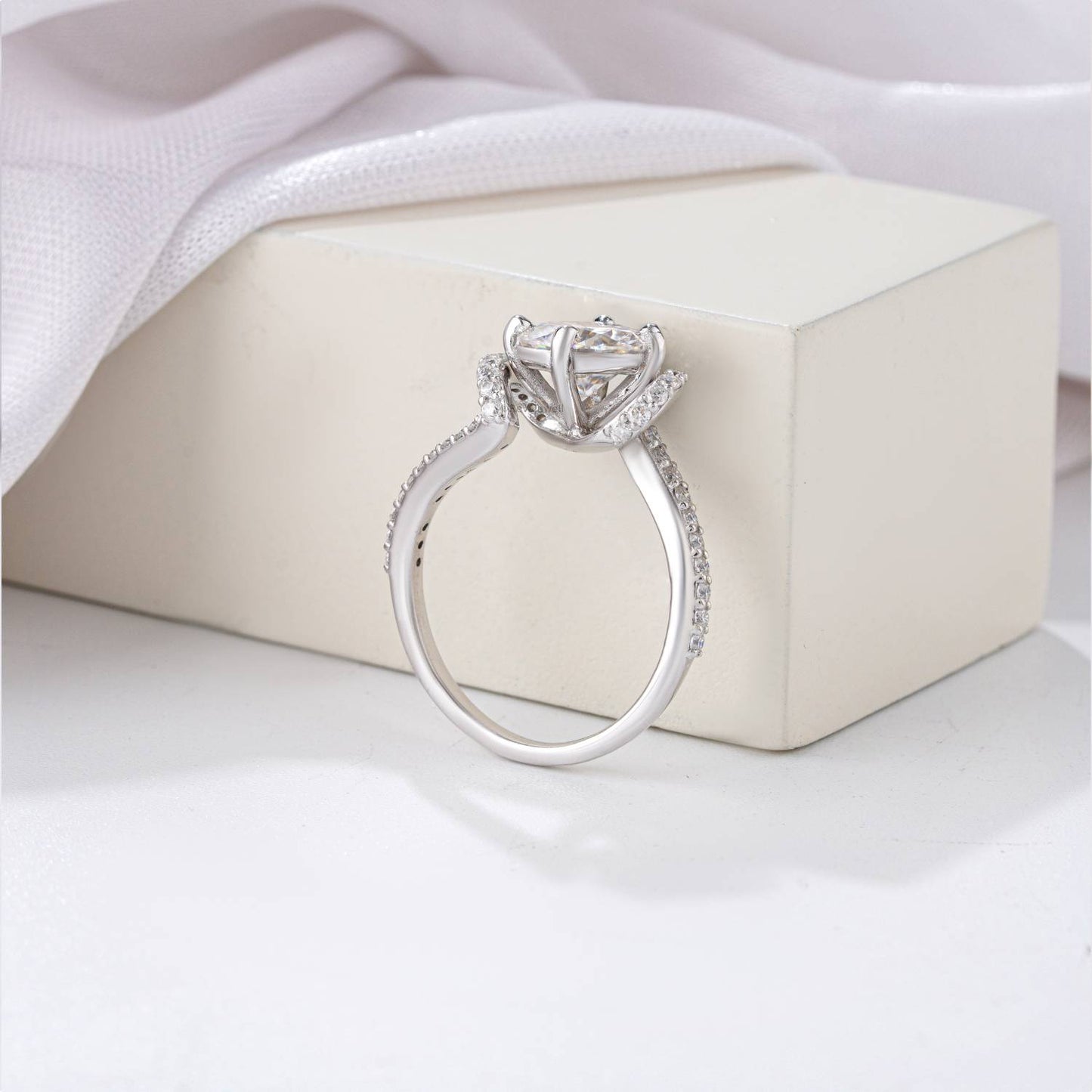 Moissanite Diamond Dazzling Toned Engagement Ring