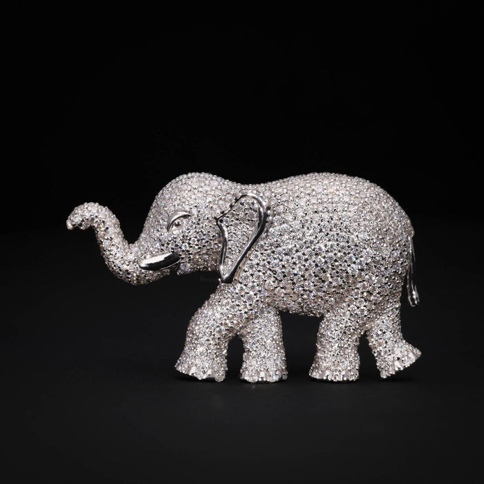 925 silver elephant moissanite diamond brooch