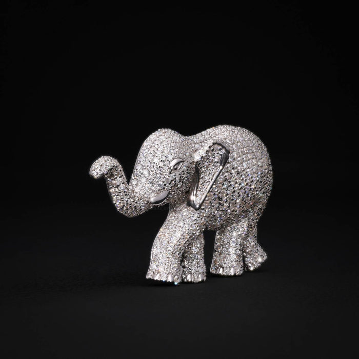 925 silver elephant moissanite diamond brooch