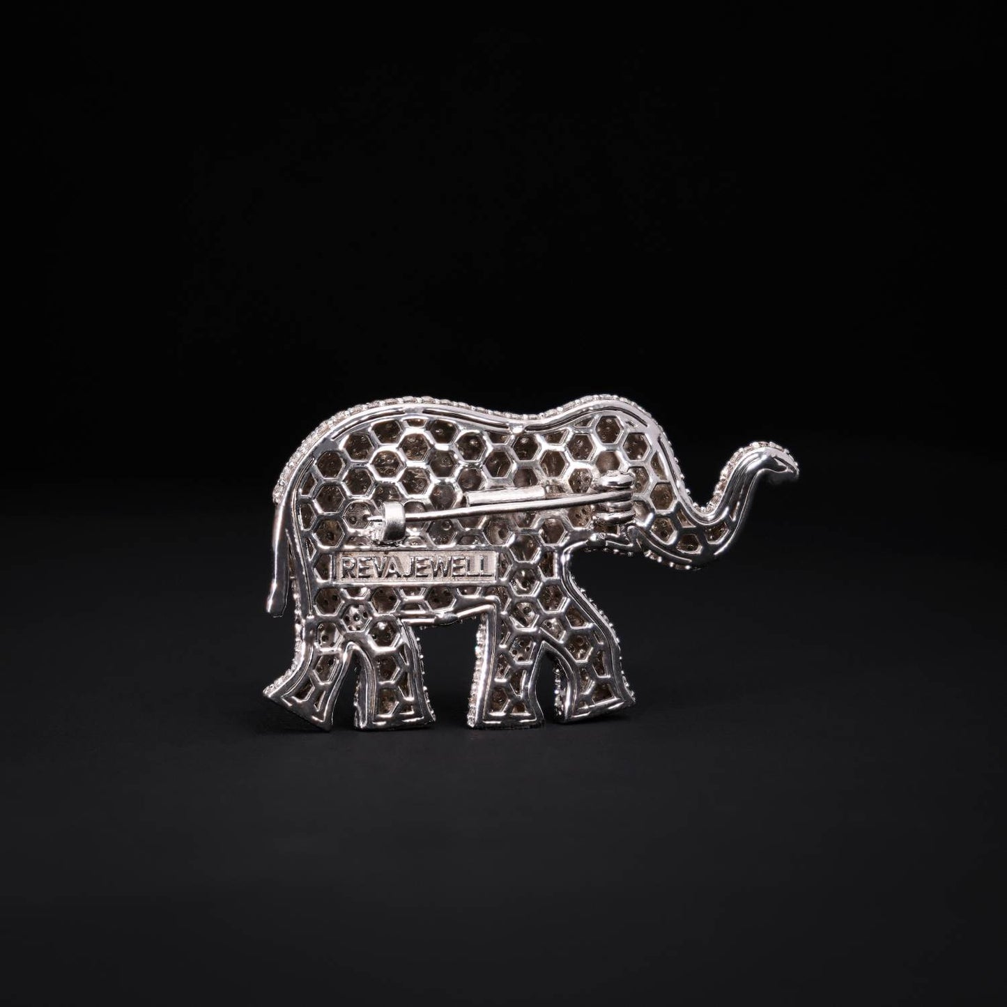 925 silver elephant moissanite diamond brooch