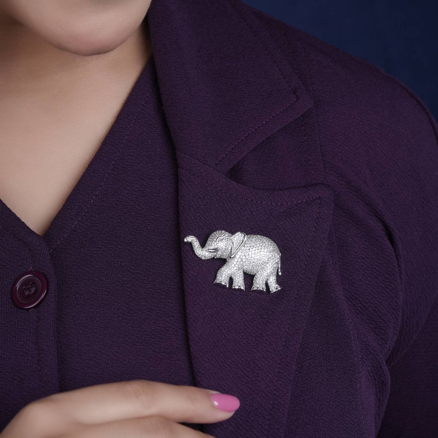925 silver elephant moissanite diamond brooch