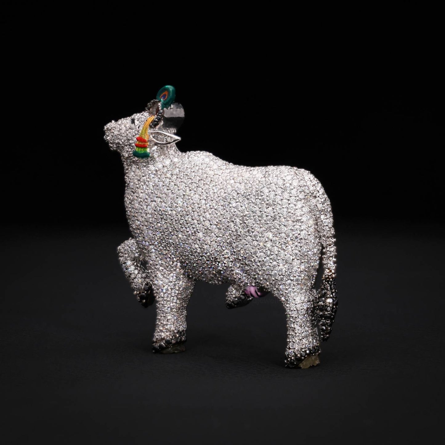 925 silver elephant moissanite diamond brooch