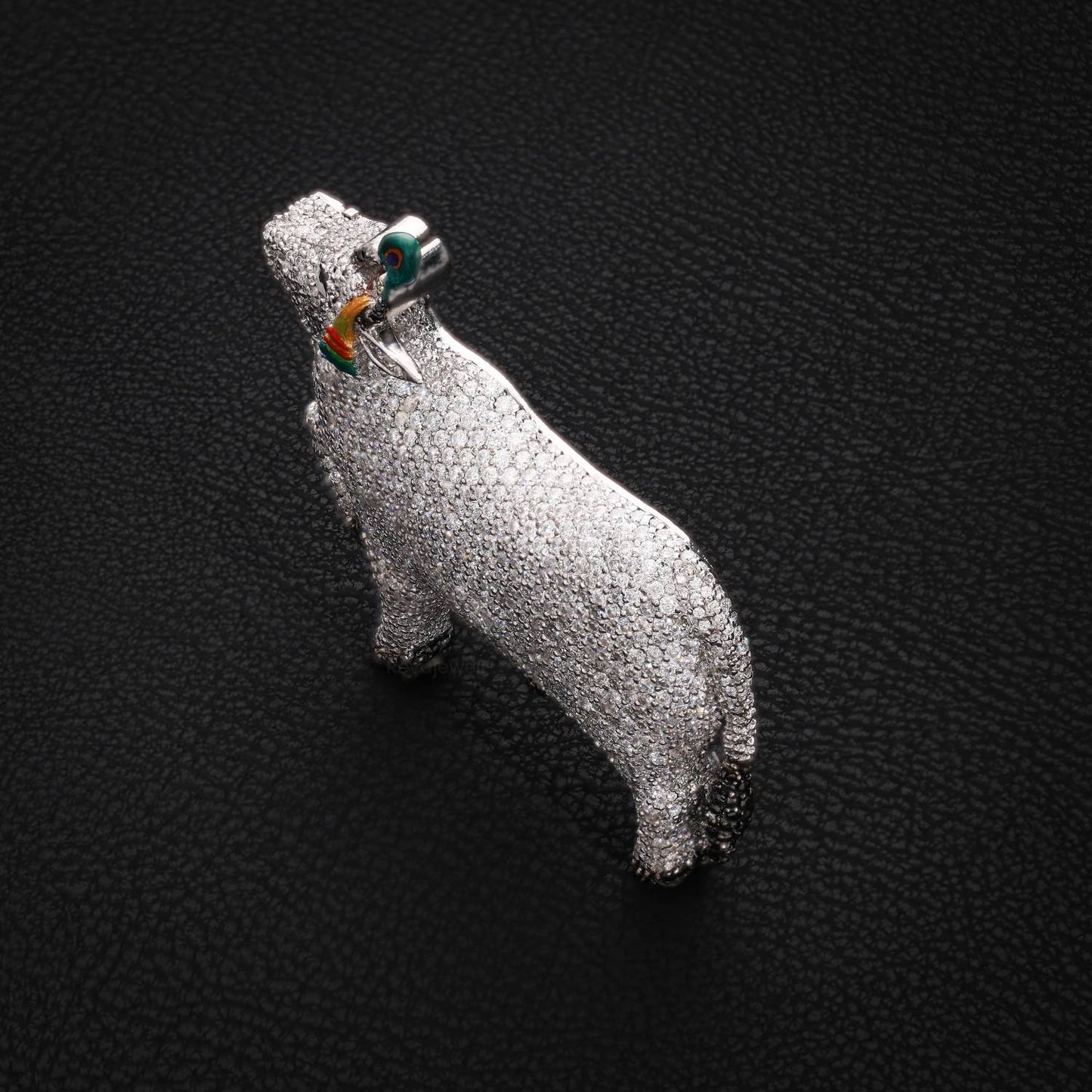 925 silver elephant moissanite diamond brooch