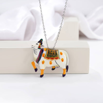 925 silver pichwai cow vastra enamel brooch cum pendant
