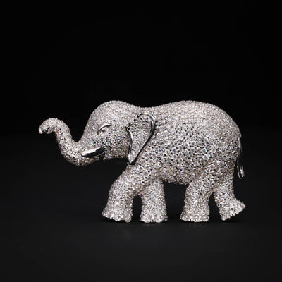925 silver elephant moissanite diamond brooch