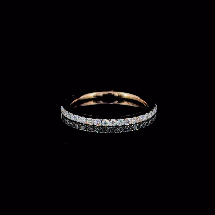 Pave half eternity wedding band, close angle showing pave detail
