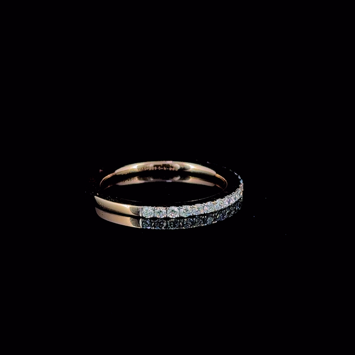 Pave half eternity wedding band, side profile
