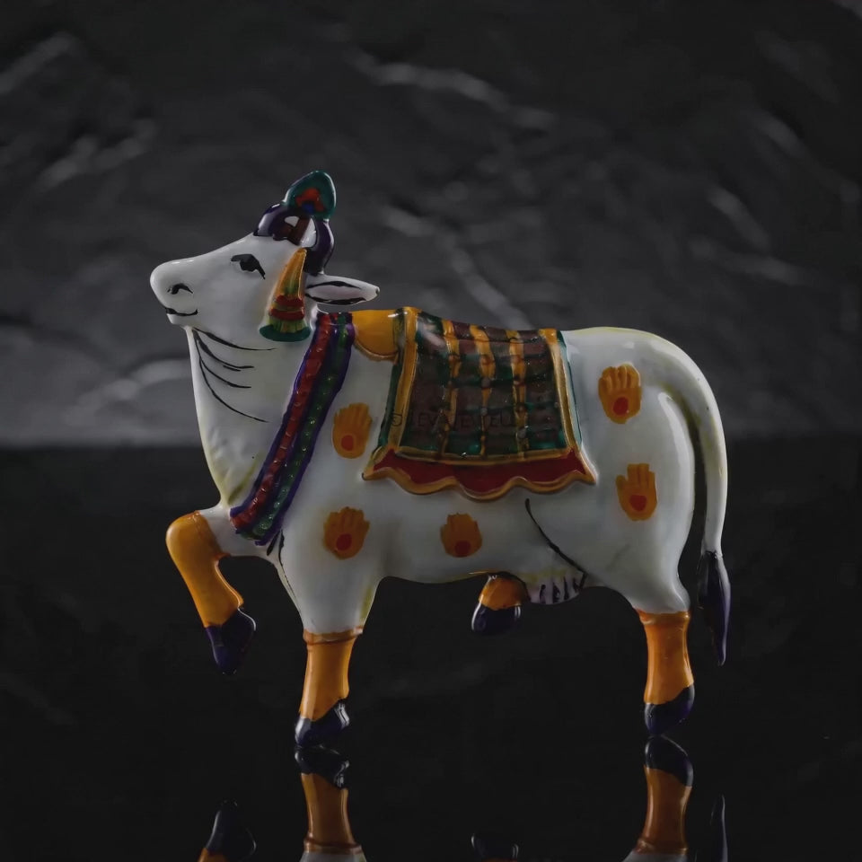 925 silver pichwai cow vastra enamel brooch