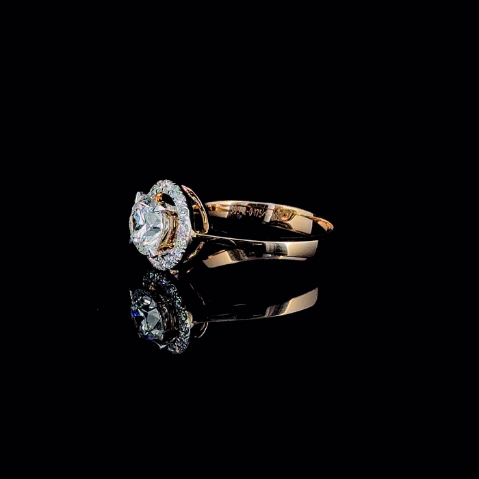 Round halo plain shank ring, side profile